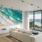 Contemporary beach wall art in modern living room