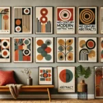Modern Abstract Wall Art canvas above sofa in bright living room