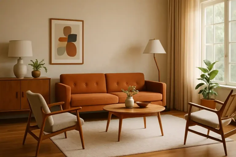Mid century modern living room with iconic furniture