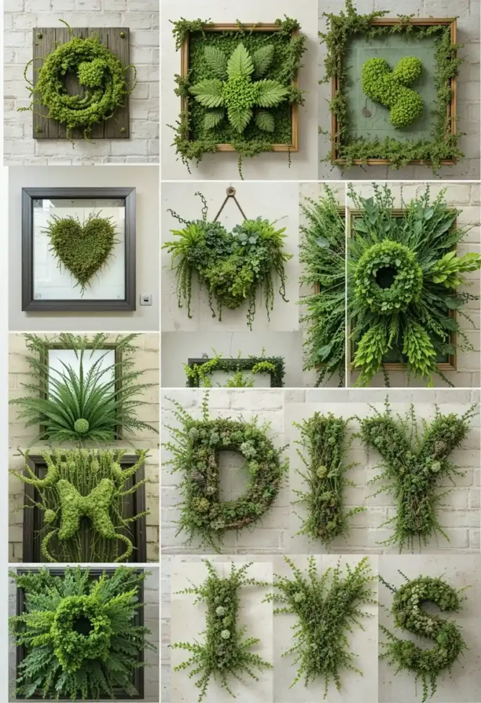 DIY moss wall art creation process