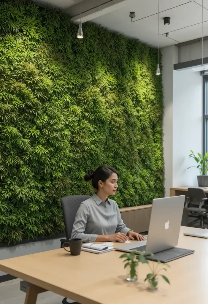 Different types of moss wall art installations