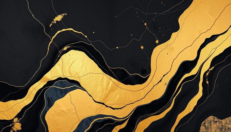 abstrak black and gold wall art