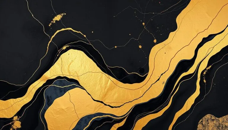abstrak black and gold wall art