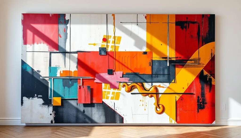 modern art décor Five trending large abstract wall art styles for 2025 showcased in gallery settings