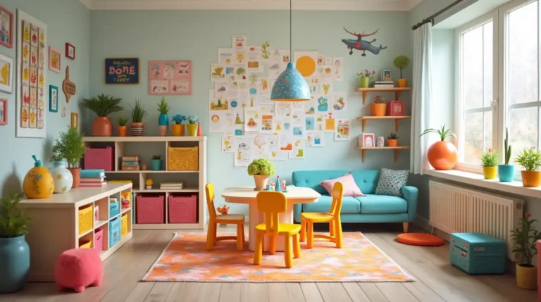 Bright Kids Playroom with creative decor and organized storage.