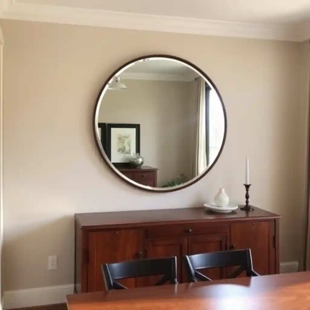 Dining room mirror example as part of dining room wall decor ideas