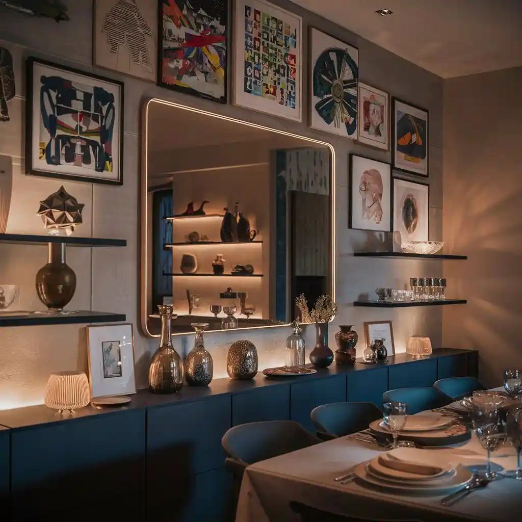 Dining room gallery wall showcasing dining room wall decor ideas