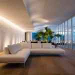 Modern living room with elegant plaster wall finishes