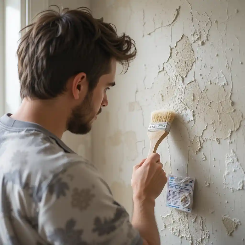 Dusting and minor touch-ups on a repaired plaster wall