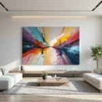 Colorful abstract painting in a modern living room