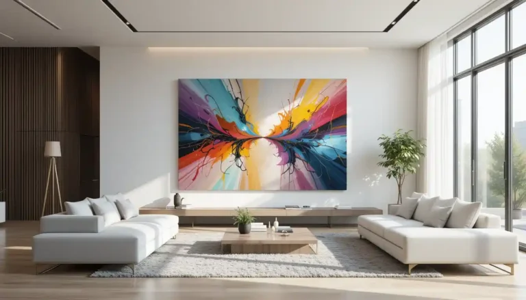 Colorful abstract painting in a modern living room
