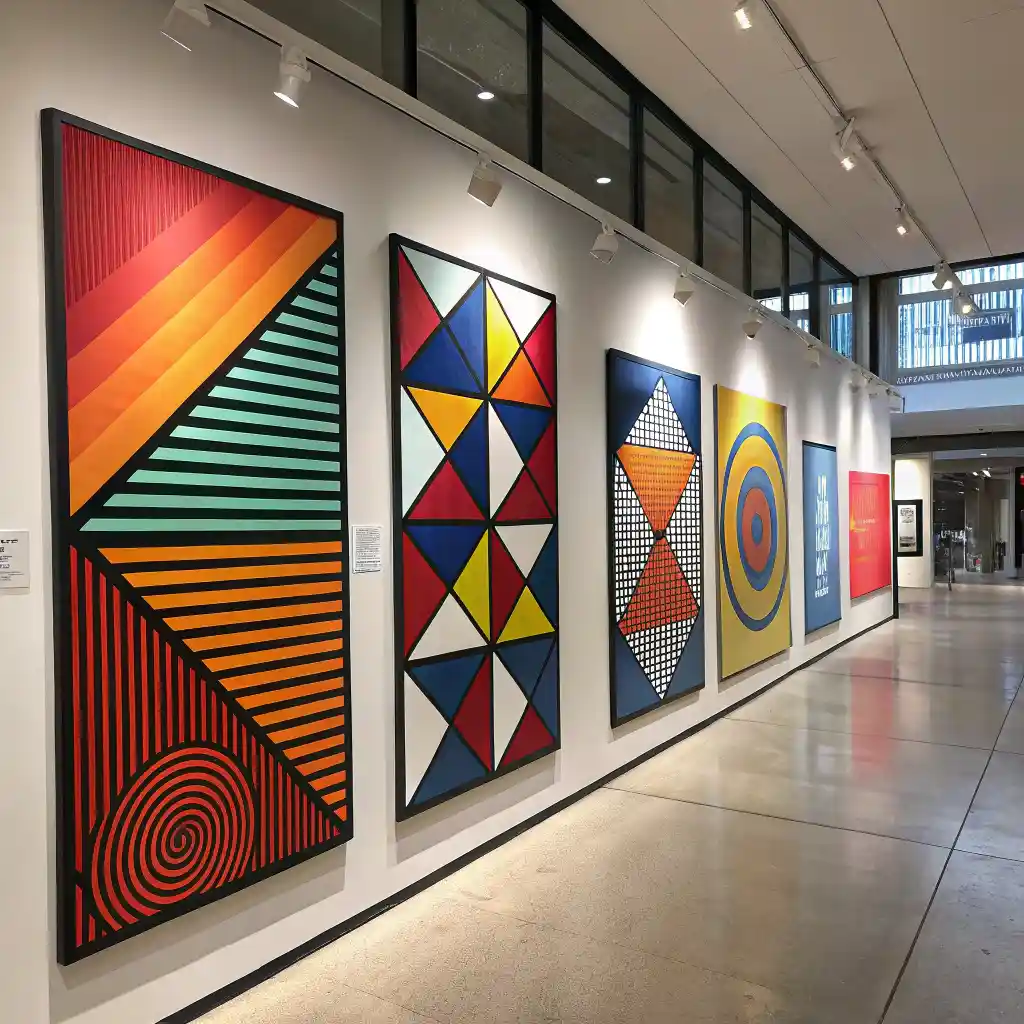 2025 trends in glass wall art decor with geometric designs.