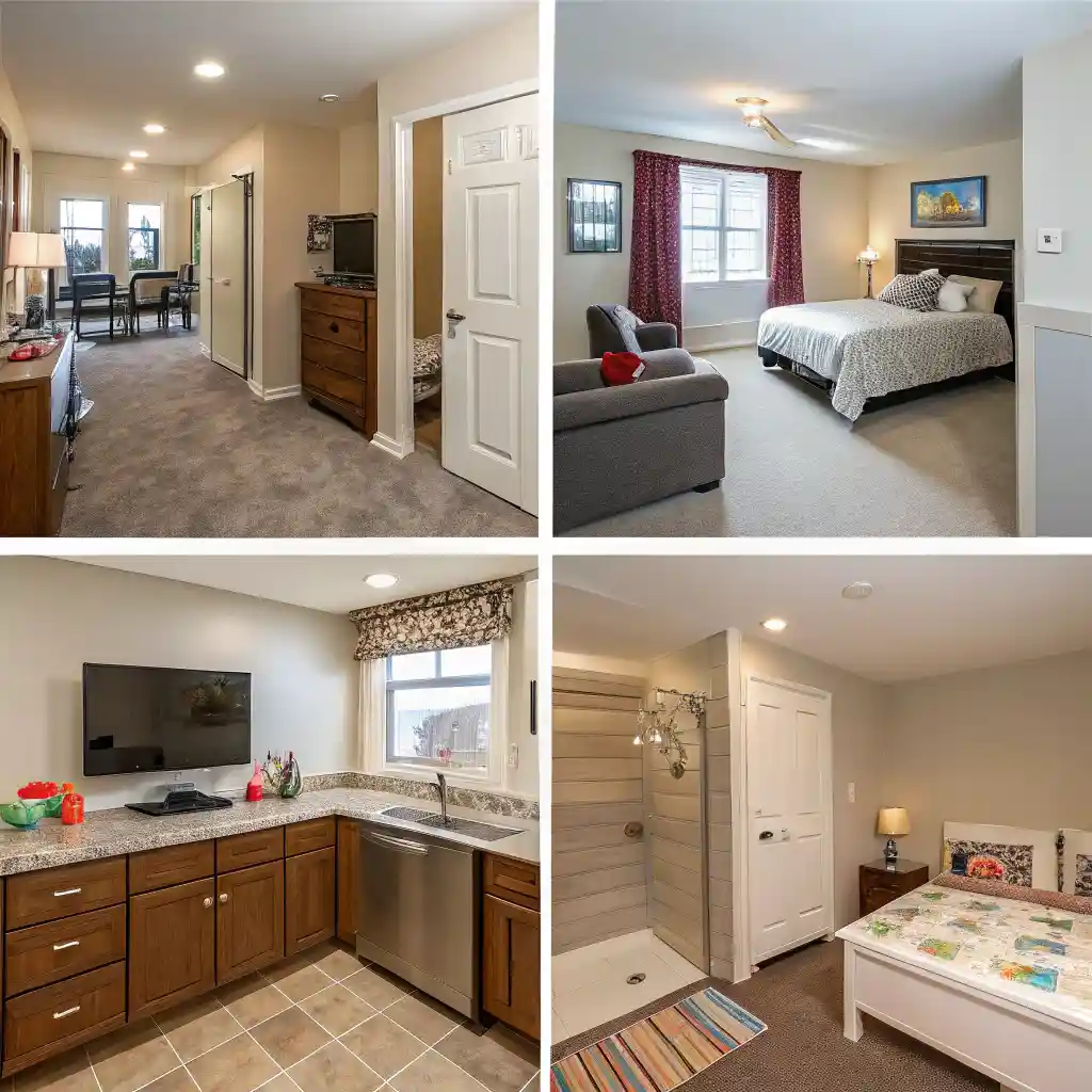 Visual comparison of six interior spaces with suggested repaint cycles