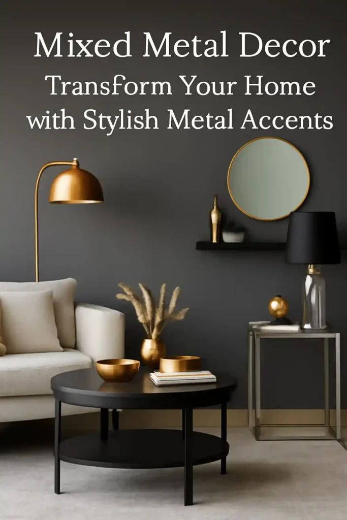 Modern living room with mixed metal accents and neutral furniture