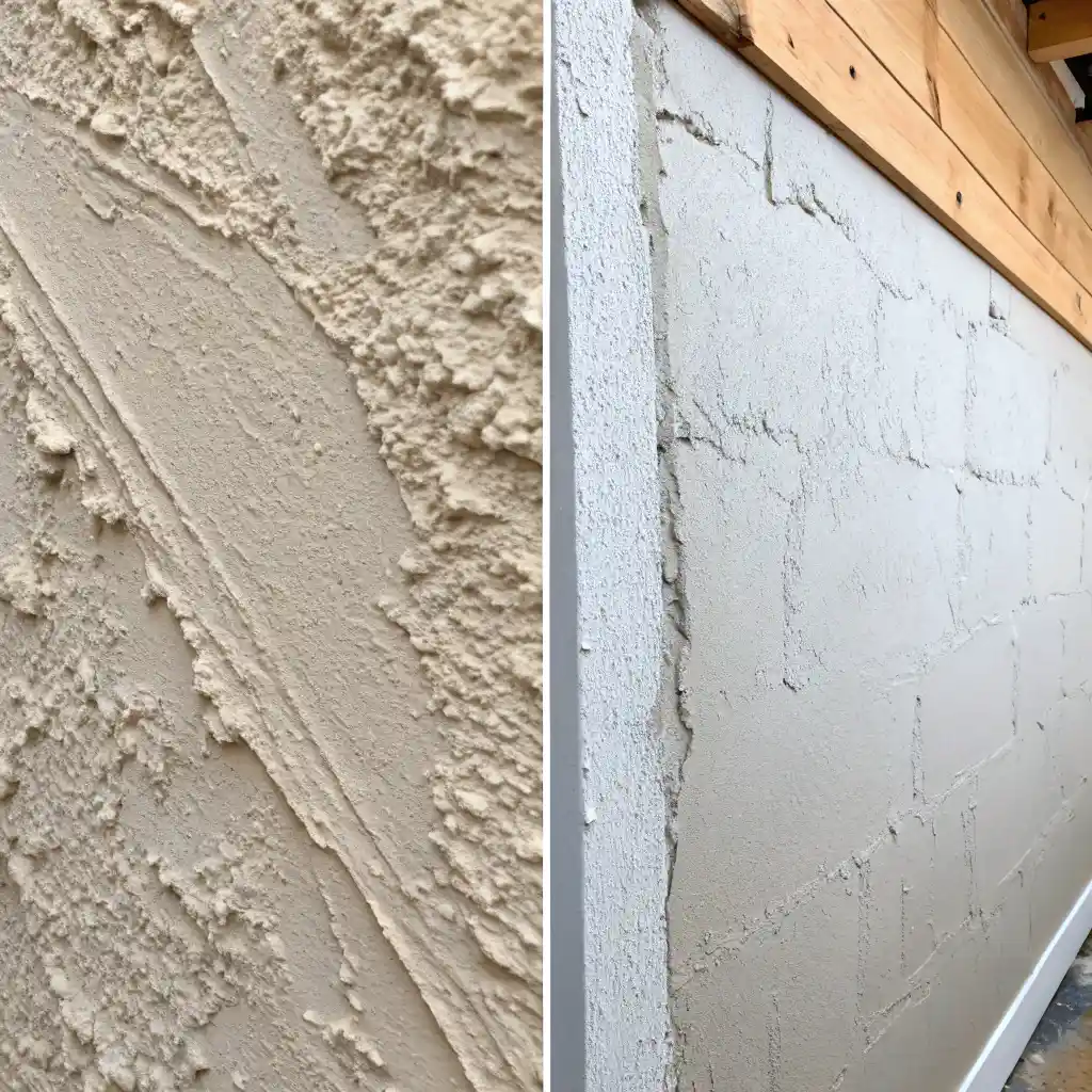 Tapping a wall to distinguish plaster from drywall.