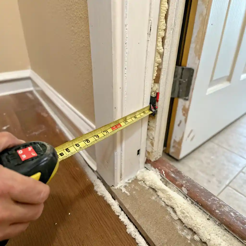 Measuring wall thickness to identify plaster or drywall.