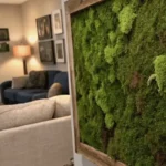 DIY Moss Wall Art in a Modern Living Room.