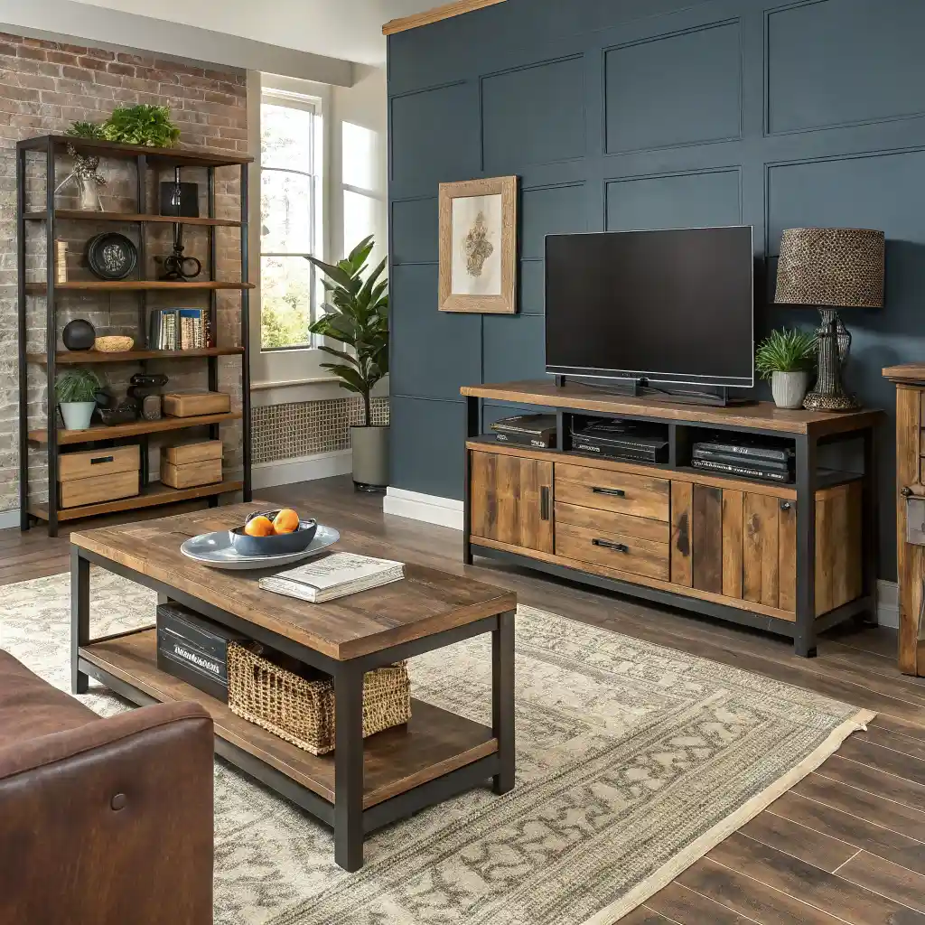 Home decorated with reclaimed wood elements
