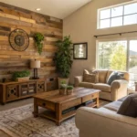 Reclaimed wood living room with rustic charm