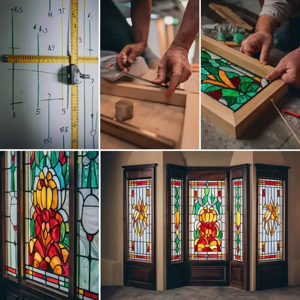 Step-by-step process of installing stained glass partition