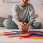 DIY canvas art project at home