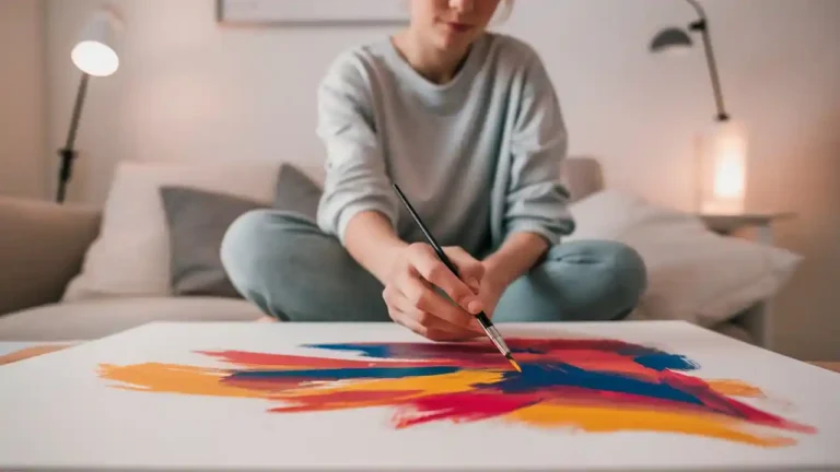 DIY canvas art project at home