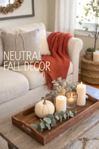 Neutral fall color palette with beige, terracotta, and olive.