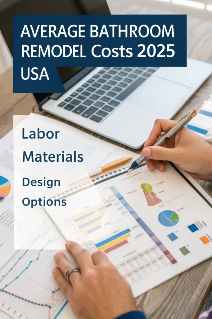 Average bathroom remodel costs in 2025 with cost categories illustrated.