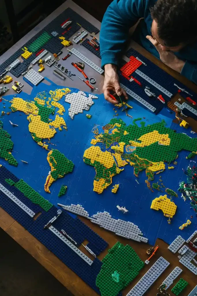 Customized Lego world map with travel markers