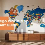 Lego world map wall art in modern living room