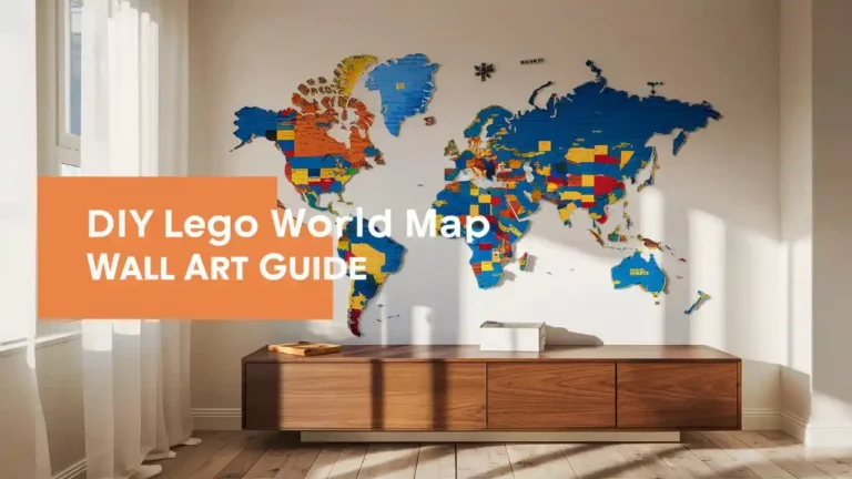 Lego world map wall art in modern living room