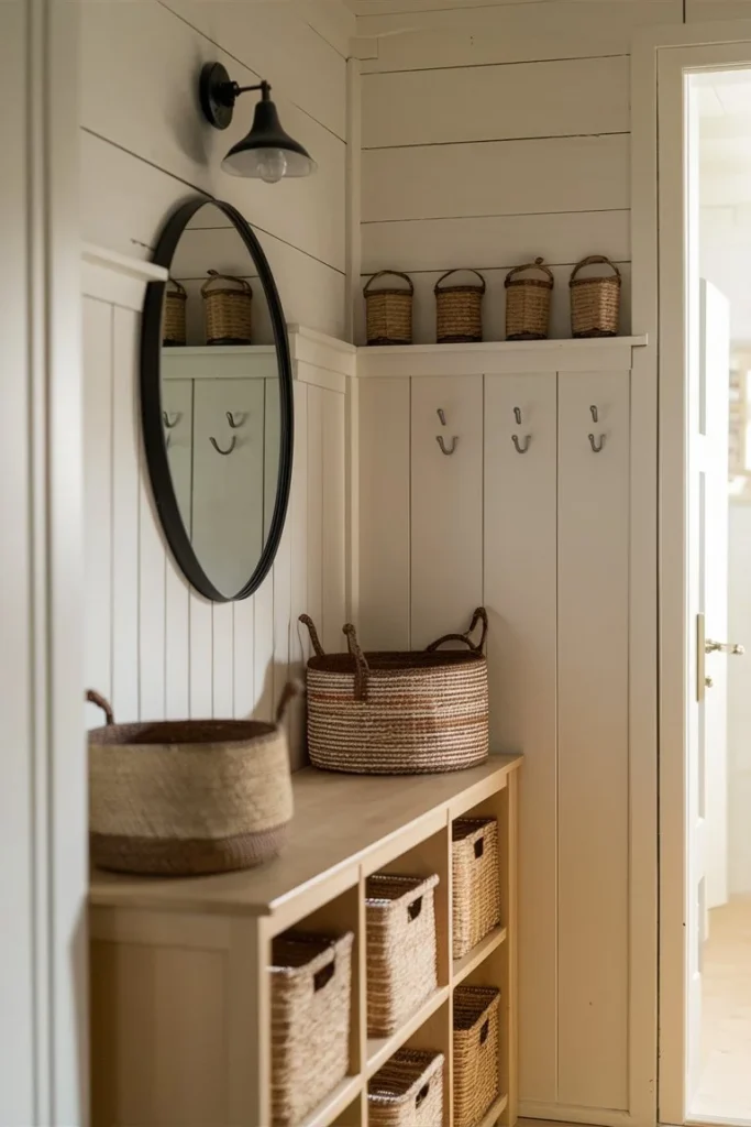 Cozy boho entryway ideas with plants, rug, and wall art for a welcoming vibe.