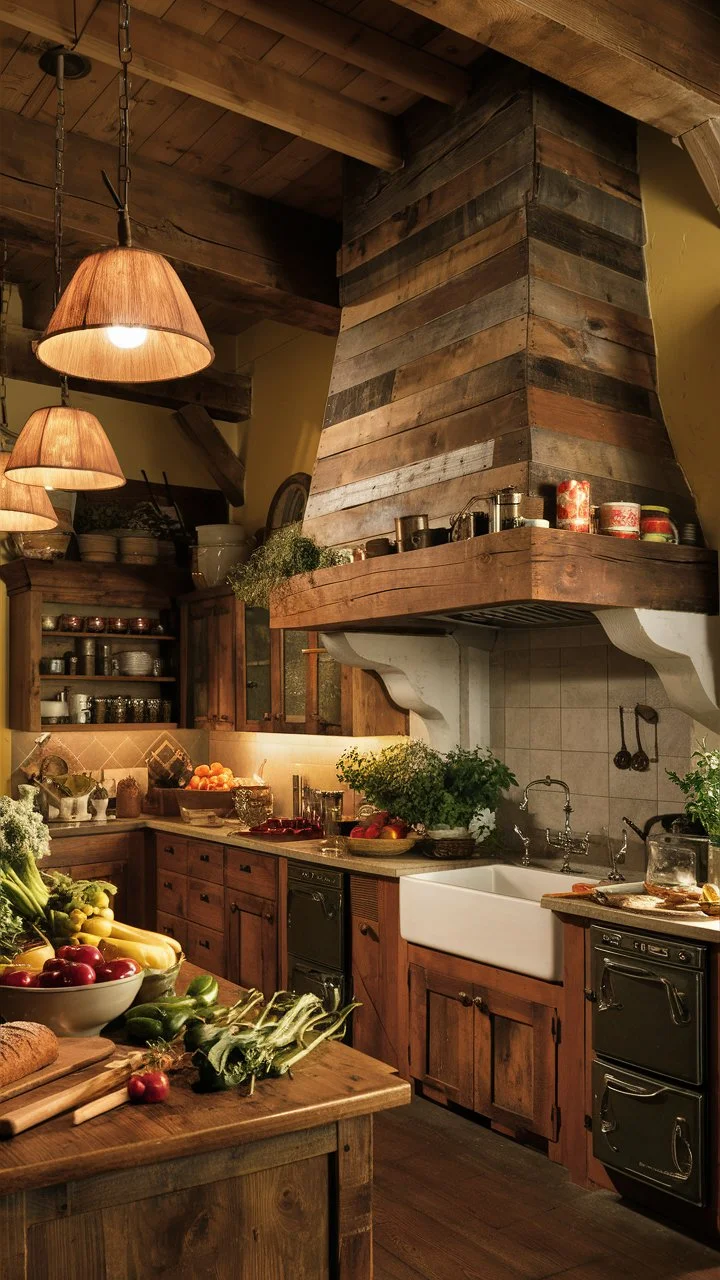 DIY vent hood cover in a modern farmhouse kitchen